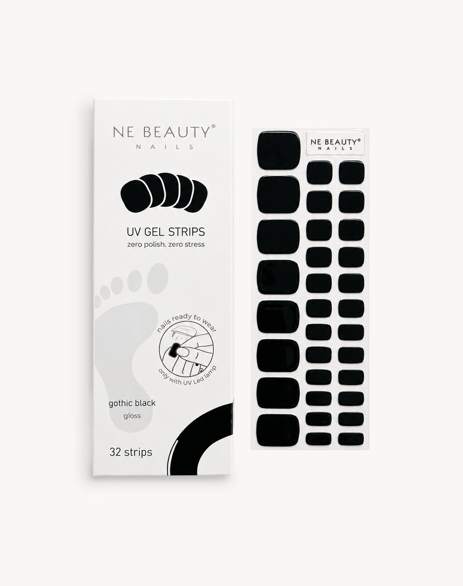 Gothic Black Pedicure UV Gel Strips