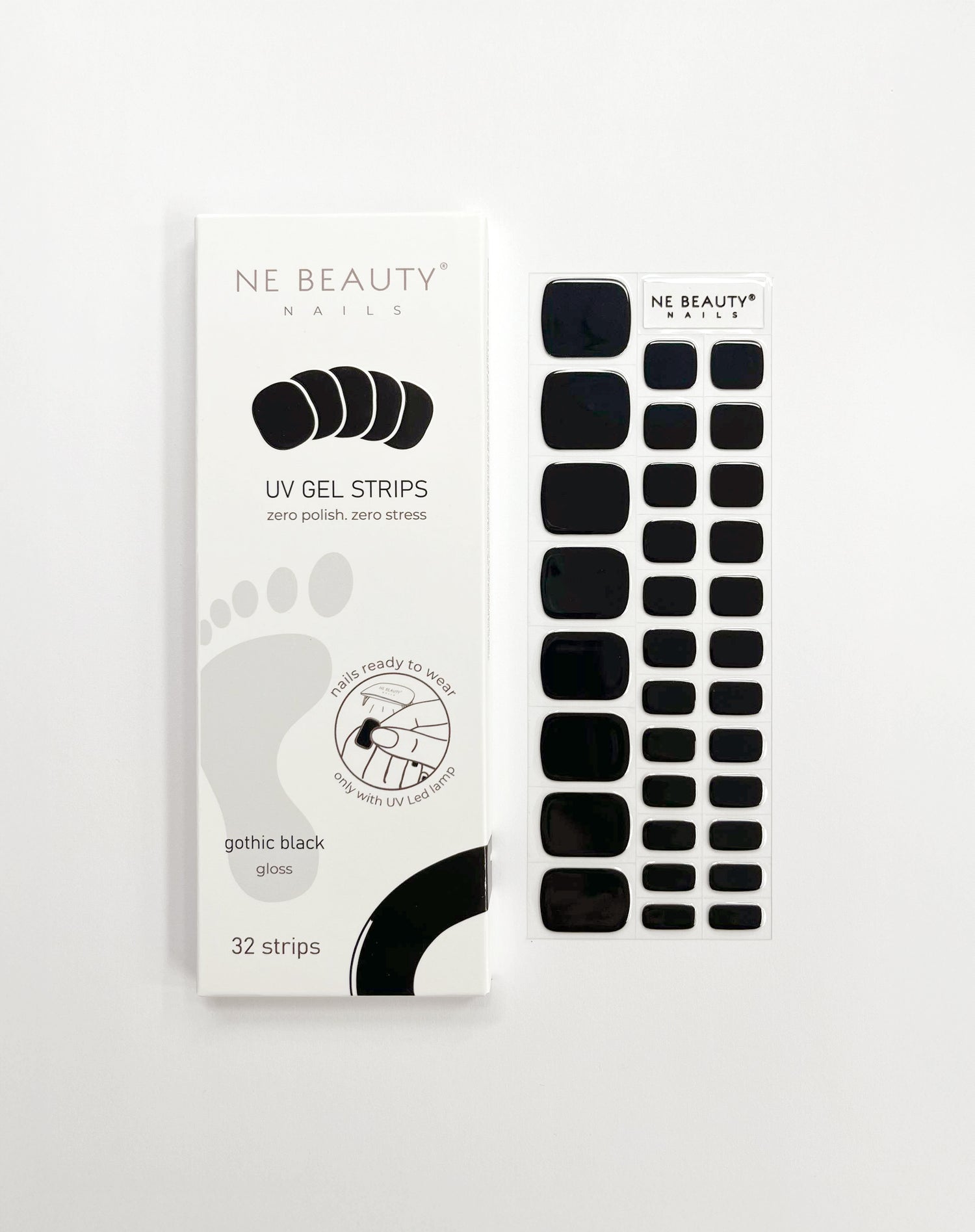 Gothic Black Pedicure UV Gel Strips